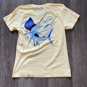 Pale Yellow Swordfish Guy Harvey T-shirt Small